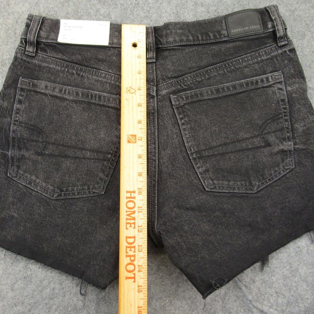 American Eagle Outfitters Womens Black Ex‎ Boyfriend Stretch Denim Shorts Size 2 - Picture 9 of 14